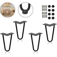Hengda - Tischbeine 4er Set Hairpin Leg Haarnadelbeine Tischgestell Tisch Tischkufen Legs Esstisch Harpins Tischbein 2 Streben Schwarz - 15 cm von HENGDA