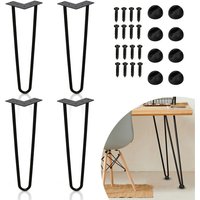 Hengda - Tischbeine 4er Set Hairpin Leg Haarnadelbeine Tischgestell Tisch Tischkufen Legs Esstisch Harpins Tischbein 2 Streben Schwarz - 30 cm von HENGDA