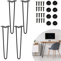 Hengda - Tischbeine 4er Set Hairpin Leg Haarnadelbeine Tischgestell Tisch Tischkufen Legs Esstisch Harpins Tischbein 2 Streben Schwarz - 40 cm von HENGDA