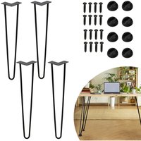 Tischbeine 4er Set Hairpin Leg Haarnadelbeine Tischgestell Tisch Tischkufen Legs Esstisch Harpins Tischbein 2 Streben Schwarz - 61 cm - Hengda von HENGDA