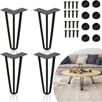 Tischbeine 4er Set Hairpin Leg Haarnadelbeine Tischgestell Tisch Tischkufen Legs Esstisch Harpins Tischbein 3 Streben Schwarz - 15 cm - Hengda von HENGDA