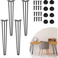 Tischbeine 4er Set Hairpin Leg Haarnadelbeine Tischgestell Tisch Tischkufen Legs Esstisch Harpins Tischbein 3 Streben Schwarz - 72 cm - Hengda von HENGDA