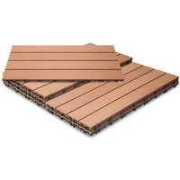 SWANEW WPC Fliesen Terrassenfliesen 12 Stück = 2m² Terrassendielen Holz-Optik 60x30cm, Fliese Bodenfliese Klickfliese Braun von HENGDA