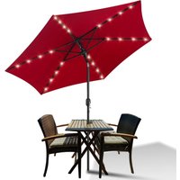 Swanew Alu Sonnenschirme mit led 270cm mit kurbel uv Schutz 30+ balkonschirm gartenschirm höhenverstellbarer (Rot) von HENGDA