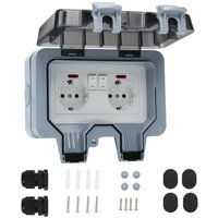 Swanew Außensteckdose Gartensteckdose Aufputz Unterputz Outdoor Steckdose 16A IP66 Wasserdicht Staubdicht Wandsteckdose 2-Loch von HENGDA
