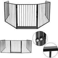 Hengda - swanew Kaminschutzgitter 300x75 cm Schutzgitter 5 Elemente Metall Ofenschutzgitter mit Sicherheitstür Tierschutzgitter Absperrgitter von HENGDA