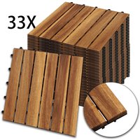 Holzfliesen 33-er Kachel Set .3m². geeignet als Terrassenfliesen und Balkonfliesen. aus Akazien Holz . 30x30 cm. für Garten Terrasse Balkon - Hengda von HENGDA