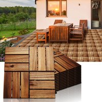 Holzfliesen Mosaik Akazienholz Fliese 44 Stück 30x30 cm Balkonfliesen Gartenfliesen Terrassenfliesen für Garten Terrasse Balkon 1m² - Braun - Hengda von HENGDA