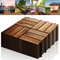 Holzfliesen Mosaik Akazienholz Fliese 44 Stück 30x30 cm Balkonfliesen Gartenfliesen Terrassenfliesen für Garten Terrasse Balkon 5m² - Braun - Hengda von HENGDA