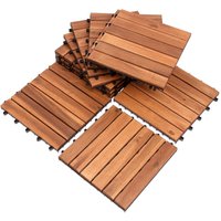 Vingo - Holzfliesen aus Akazien Holz 30x30cm, 6 Latten Fliese 2m², Bodenfliesen für Terrassen und Balkon(22 Stück) von VINGO
