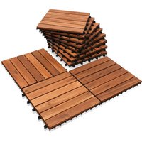 Holzfliesen aus Akazien Holz 30x30cm. 6 Latten Fliese 3m². Bodenfliesen für Terrassen und Balkon(33 Stück) von HENGDA