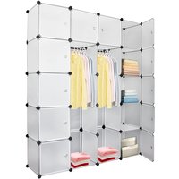 Kleiderschrank Steckregal mit Türen 20 Fächern Regalsystem Kleiderschrank Garderobe diy 180 x 142 x 37 cm - Weiß - Hengda von HENGDA