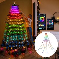 Led Lichterkette Weihnachtsbaum APP-Kontrolle led Baummantel Christbaumbeleuchtung 8 Modi 160 LEDs Bunt von HENGDA