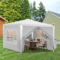 Pavillons 3x3m Gartenpavillon mit 4 Seitenteile weiß Partyzelt für Camping Hochzeit und Festival - Hengda von HENGDA