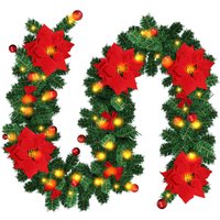 SWANEW 270cm Weihnachtsgirlande mit 50 LED Lichterkette Girlande Tannengirlande Weihnachtsdeko, Rot SWANEW 270cm Weihnachtsgirlande mit 50 LED Lichterkette Girlande Tannengirlande Weihnachtsdeko, Rot von HENGDA