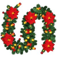 SWANEW 270cm Weihnachtsgirlande mit 50 LED Lichterkette Girlande Tannengirlande Weihnachtsdeko Rot SWANEW 270cm Weihnachtsgirlande mit 50 LED Lichterkette Girlande Tannengirlande Weihnachtsdeko Rot von HENGDA