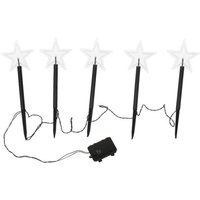 SWANEW 5x Gartenstecker Stern 23cm warmweiß 6/18h Timer 1,6m Leuchtstäbe,LED Gartenleuchten Stern Lichter Weihnachtsdekoration Außen Garten von HENGDA