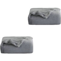 SWANEW Kuscheldecke 2er Flanell Wohndecke Decke Universell Sofa Garten Unterwegs Grau 200 x 150 cm Super soft von HENGDA