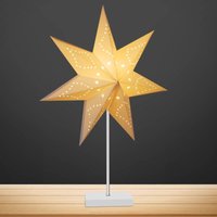 SWANEW LED Weihnachtsstern Papierstern mit Standfuß 7-zackig Adventsstern Leuchtstern Standleuchte Warmweiß 65cm von HENGDA