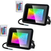 SWANEW RGB Fluter IP67 Strahler Lampe Baustrahler Wasserdicht Licht LED Flutbeleuchtung Scheinwerfer 2x 30W von HENGDA