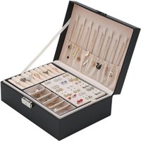 Swanew Schmuckkasten. Schmuckkoffer. abschließbar. 2 Ebenen. mit Spiegel. für Ringe. Ohrringe. Halsketten und Armbänder.Schwarz Swanew Schmuckkasten. Schmuckkoffer. abschließbar. 2 Ebenen. mit Spiegel. für Ringe. Ohrringe. Halsketten und Armbänder.Schwarz von HENGDA