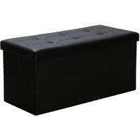 Sitzbank mit Stauraum. Fußbank Truhen Aufbewahrungsbox faltbar belastbar bis 300 kg. Kunstleder. 76 x 38 x 38 cm (Schwarz ) - Hengda von HENGDA