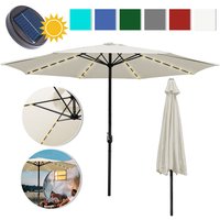 Hengda - Sonnenschirm mit led 350 cm Gartenschirm Balkonschirm Rund Neigefunktion Wasserabweisend um 360°drehbar Beige von HENGDA