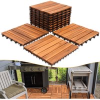 Swanew 4m² Holzfliesen Akazie Mosaik Terrassenfliese 30x30 cm Fliese Stecksystem Mosaik Zuschneidbar Terrassenfliesen Terrasse Balkon von HENGDA