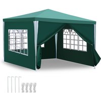 Swanew Garten Pavillon mit 4 Seitenteilen tragbares wasserdichtes Zelt mit Spiralschläuchen Partyzelt Grün 3 x 3 m von HENGDA