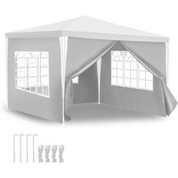 Swanew Garten Pavillon mit 4 Seitenteilen tragbares wasserdichtes Zelt mit Spiralschläuchen Partyzelt Weiß 3 x 3 m von HENGDA