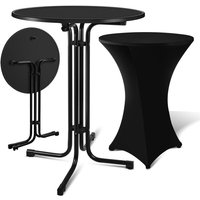 Hengda - swanew Stehtisch mit Husse Bistro klappbar Garten Partytisch Bistrotisch Tisch Rund ø 80 cm Schwarz von HENGDA