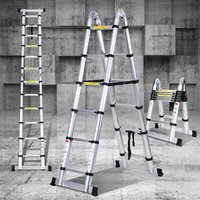Swanew Teleskopleiter Silber Aluminium Klappbar Multifunktionsleiter Anlegeleiter 1.9M+1.9M Mehrzweckleiter Fingerklemmschutz Auszeihleiter Klappbar Swanew Teleskopleiter Silber Aluminium Klappbar Multifunktionsleiter Anlegeleiter 1.9M+1.9M Mehrzweckleiter Fingerklemmschutz Auszeihleiter Klappbar von HENGDA