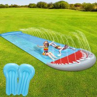 Hengda - swanew Wasserrutsche Double Slide mit Sprinkler Wasserrutschbahn 550 x 145cm 2 Person von HENGDA