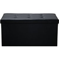 Swanew Sitzhocker mit Stauraum, Fußbank Truhen Aufbewahrungsbox faltbar belastbar bis 300 , Kunstleder, 76 x 38 x 38 cm (Schwarz ) von HENGDA