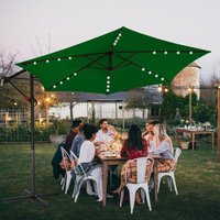 TolleTour Sonnenschirm mit led 300 cm Gartenschirm Balkonschirm Rund Neigefunktion Wasserabweisend um 360°drehbar Grün von HENGDA