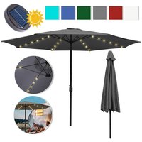 Hengda - TolleTour Sonnenschirm mit led 350 cm grau – mit Kurbel & Ständer – UV-Schutz wasserabweisend knickbar – Strandschirm Marktschirm von HENGDA
