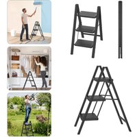 3 Stufen Klappbar Trittleiter Leiter Tritthocker Klapptrittleiter mit breitem rutschfeste Pedal Multifunktionale Haushaltsleiter Stehleiter Bis 250KG von HENGMEI