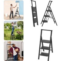 3 Stufen Klappbar Trittleiter Leiter Tritthocker Klapptrittleiter mit breitem rutschfeste Pedal und Handlauf Multifunktionale Haushaltsleiter von HENGMEI
