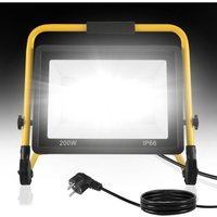 Baustrahler LED Baustrahler 200W Kaltweiß Arbeitsleuchte Bauscheinwerfer Baulampe Arbeitsscheinwerfer Netzkabel Flutlicht Wasserdicht IP66, HENGMEI von HENGMEI
