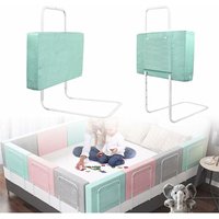 Bettgitter Bettschutzgitter Höhenverstellbar Kinderbettgitter dürfen Kostenlose Kombination Weich Rausfallschutz (60cm Grüner See) HENGMEI von HENGMEI