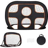 Fußballtore 2 in 1 Kinder Jugendliche Fußballtor mit Netz & Torschusswand 6 Schusslöchern Pop-Up klappbares Fussball Trainer mit Tragetasche HENGMEI von HENGMEI