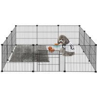 Gehege Freigehege Gittergehege Kleintierkäfig Laufgitter Schwarz Metallgitter Käfig Kaninchen Katzen Welpen DIY 12 Platten 142x72x36cm HENGMEI von HENGMEI
