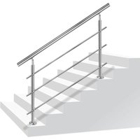 Geländer Handläufe aus Edelstahl Treppengeländer Geländer Außen Innen Brüstungsgeländer Balkongeländer 100CM 2 Pfosten mit 3 Querstangen HENGMEI von HENGMEI