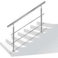 Hengmei - Geländer Handläufe aus Edelstahl Treppengeländer Geländer Außen Innen Brüstungsgeländer Balkongeländer 160CM 2 Pfosten mit 2 Querstangen von HENGMEI