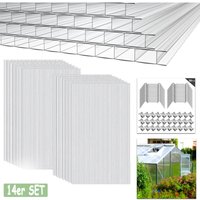 Hengmei - Gewächshäuser aus Polykarbonat 14x Polycarbonat Doppelstegplatten 4mm Hohlkammerstegplatten10,25 m˛ UV-beständigen Stegplatten Transparent von HENGMEI