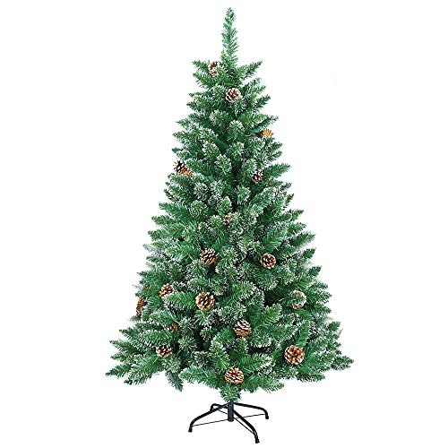 HENGMEI 120cm PVC Weihnachtsbaum Tannenbaum Christbaum Grün künstlicher mit Metallständer ca. 180 Spitzen Lena Weihnachtsdeko (Grün PVC mit Schnee-Effekt, 120cm) von HENGMEI