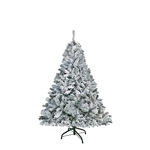 HENGMEI 150cm Weihnachtsbaum Künstlich PVC Tannenbaum Christbaum mit Metallständer ca. 450 Spitzen Lena Weihnachtsdeko, Grün mit Schneeflocken von HENGMEI