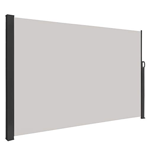 HENGMEI 160x300cm Seitenmarkise ausziehbar Sonnenschutz Sichtschutz Windschutz Verschiedene Größen für Terrasse Camping Garden (160 cm, Grau) von HENGMEI