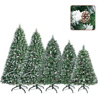 HENGMEI 180cm Weihnachtsbaum Künstlich PVC Tannenbaum Christbaum mit Metallständer ca. 800 Spitzen Lena, Kiefernzapfen mit Schneeflocken von HENGMEI