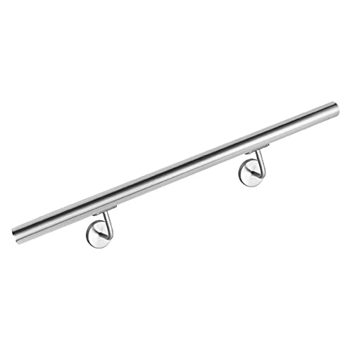 HENGMEI 200cm Edelstahl Handlauf Geländer Treppengeländer Wandhandlauf Edelstahl Eingangsgeländer für Treppen mit Wandhalterung und Endkappen von HENGMEI